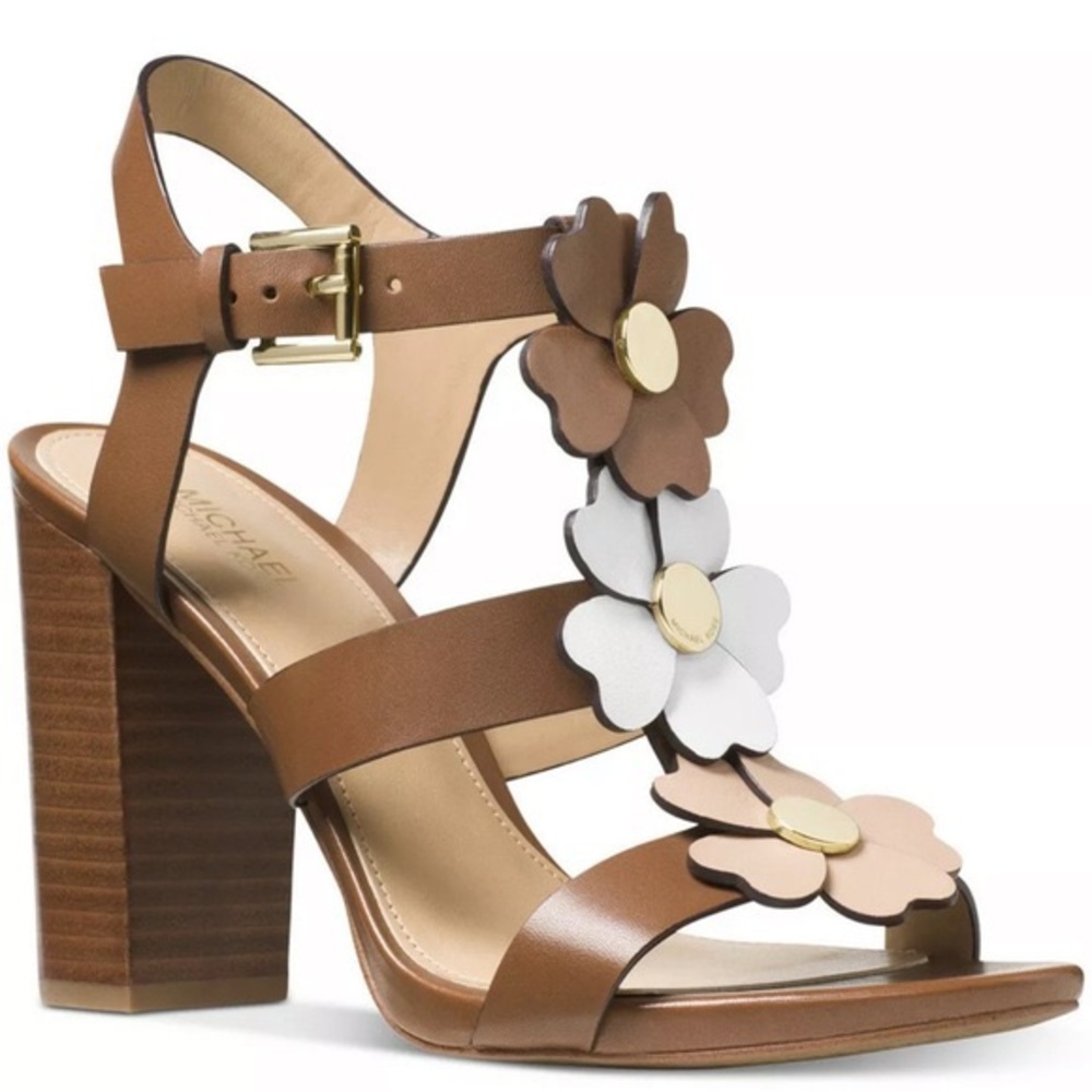 Michael Kors Flower Heels | Brown and White